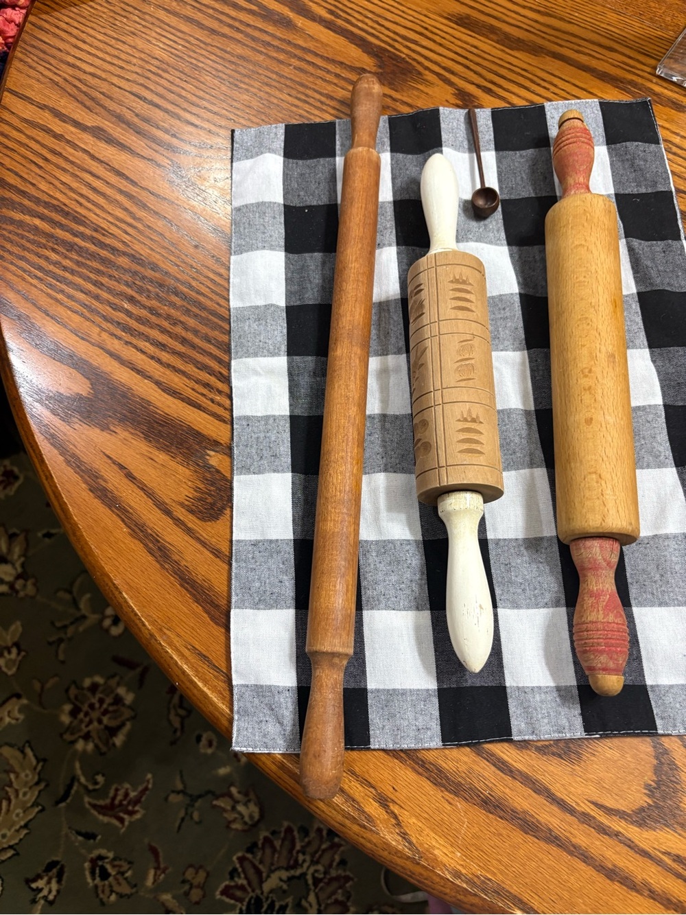 Bundle of 3 antique rolling pins Springerle and two others.
